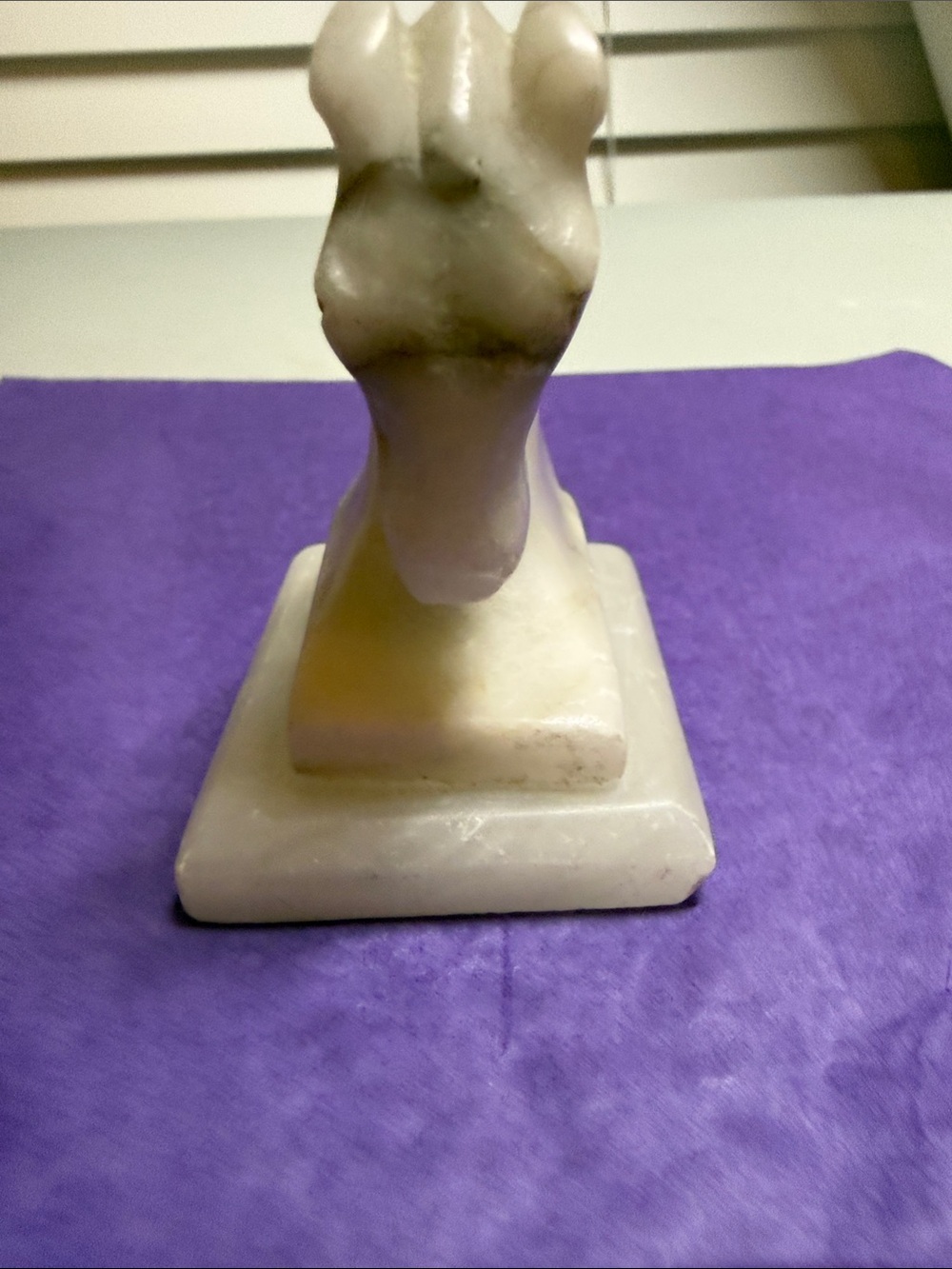Vintage Carved White Alabaster Horse Head Accent Sculpture